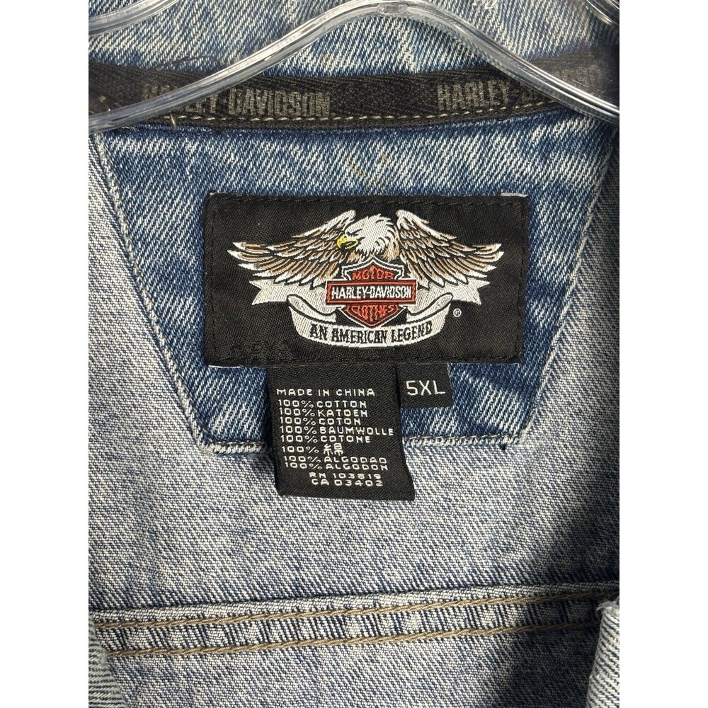 Vintage Harley Davidson Motorcycle Denim Jean Biker Jacket Men's 5XL Logo Patch - Picture 8 of 15